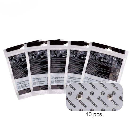 Compex Dual Snap Electrodes 2in X 4in - 5 Pack (10 Electrodes) - White